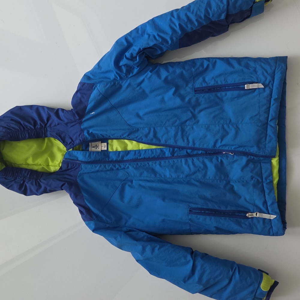 Lands' End Blue and Green Puffer Jacket for Outdoor Adventures